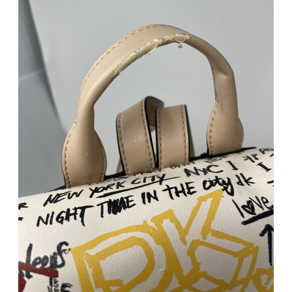 DKNY TILLY Graffiti Fold Over Multicolor Urban NYC Backpack Tote Purse FLAWED - Picture 5 of 9